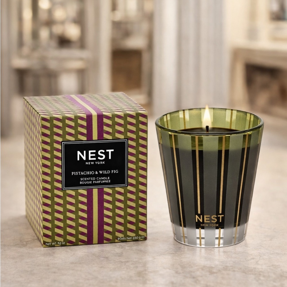 NEST Fragrances Pistachio & Wild Fig Candle - Olive and Gold